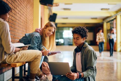 students using laptop